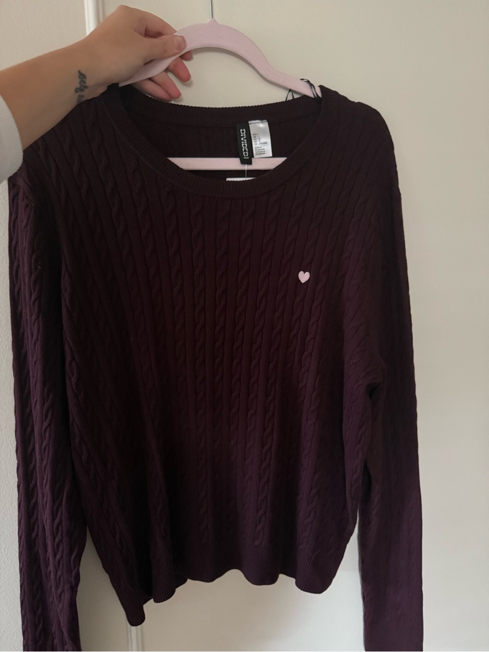 H&M Burgundy Cable Sweater